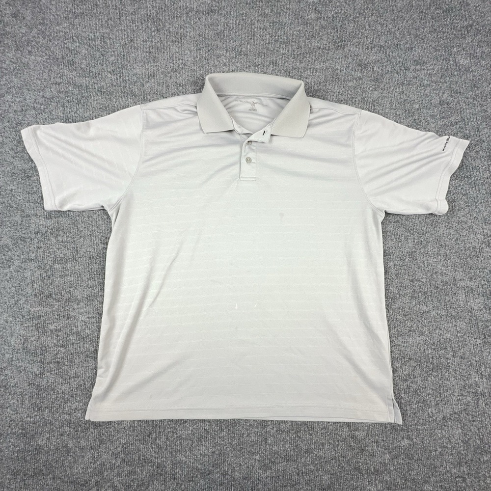 Beverly Hills Polo Club Polo Shirt Mens XL Gray Striped Mesh Golf Performance